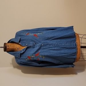 Ladies Embroidered Denim Top 2x